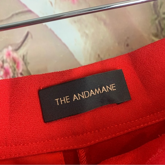 THE ANDAMANE Red Karla Wide Leg Trousers - Picture 10 of 11
